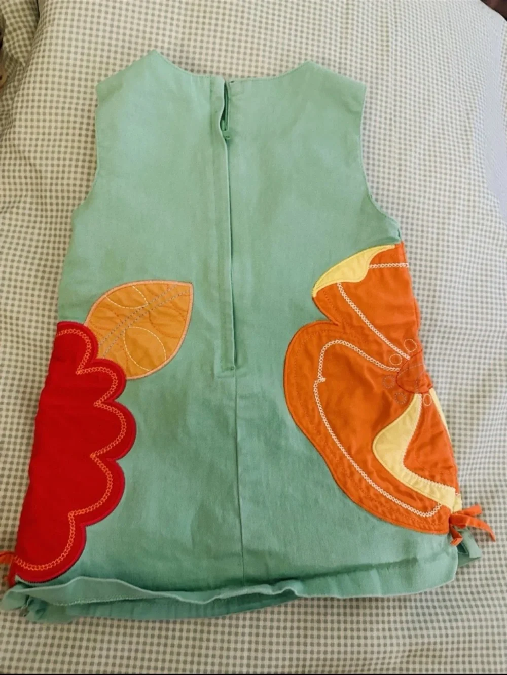 The Children's Place Mint Green Floral Appliqué Dress with Red & Orange Accents - Picture 7 of 7